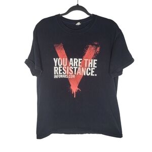 Vintage Infowars V for Vendetta You Are The Resistance T-Shirt Size L in Black